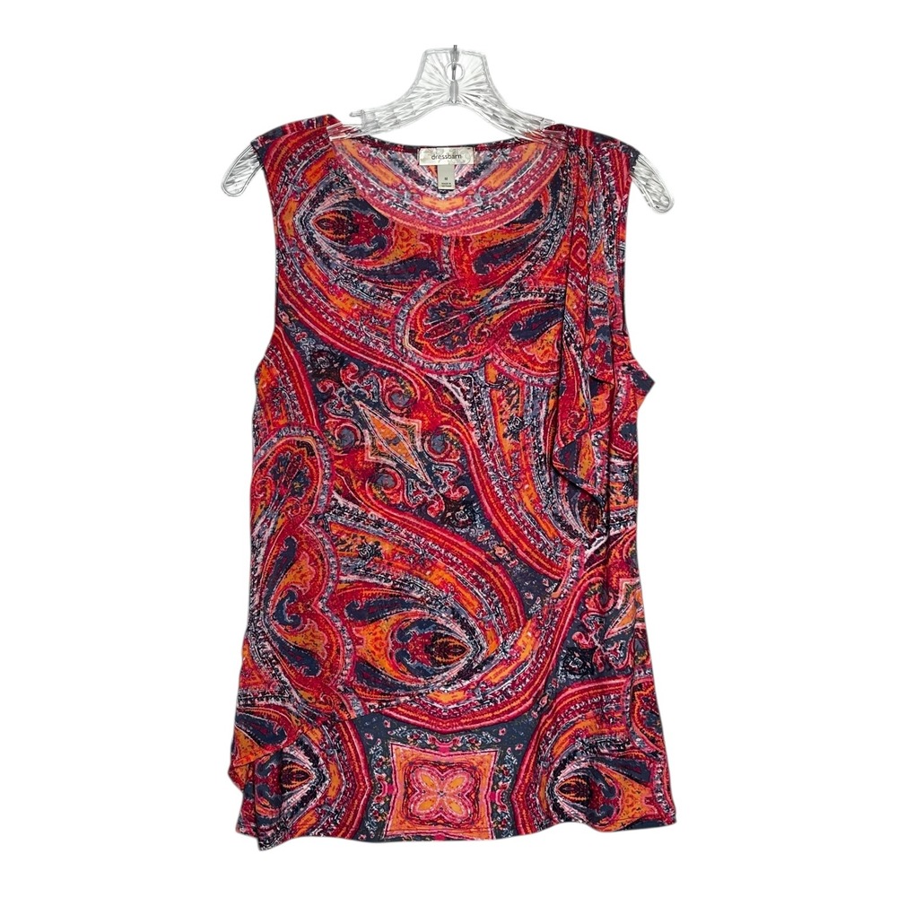Dressbarn Women's Medium Sleeveless Paisley Print Blouse Casual‎ Top